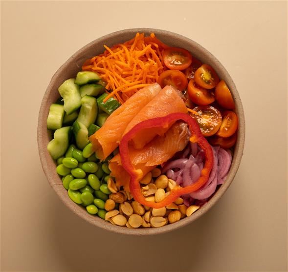 Salad bowl with salmon