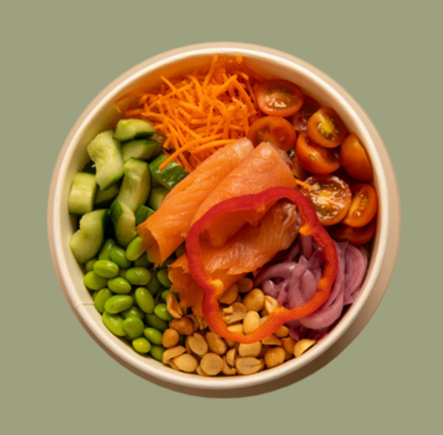 Salad bowl with salmon