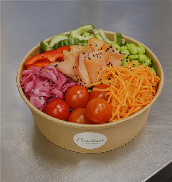 Salad bowl with salmon